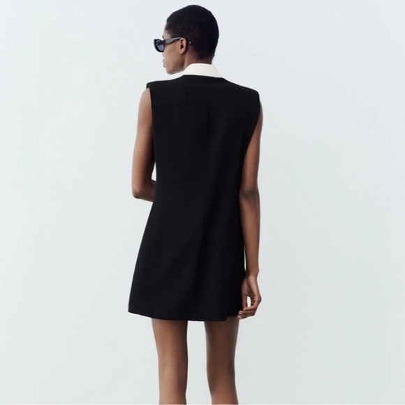 ZARA SHOULDER PAD BLACK MINI DRESS NWT - Picture 6 of 9